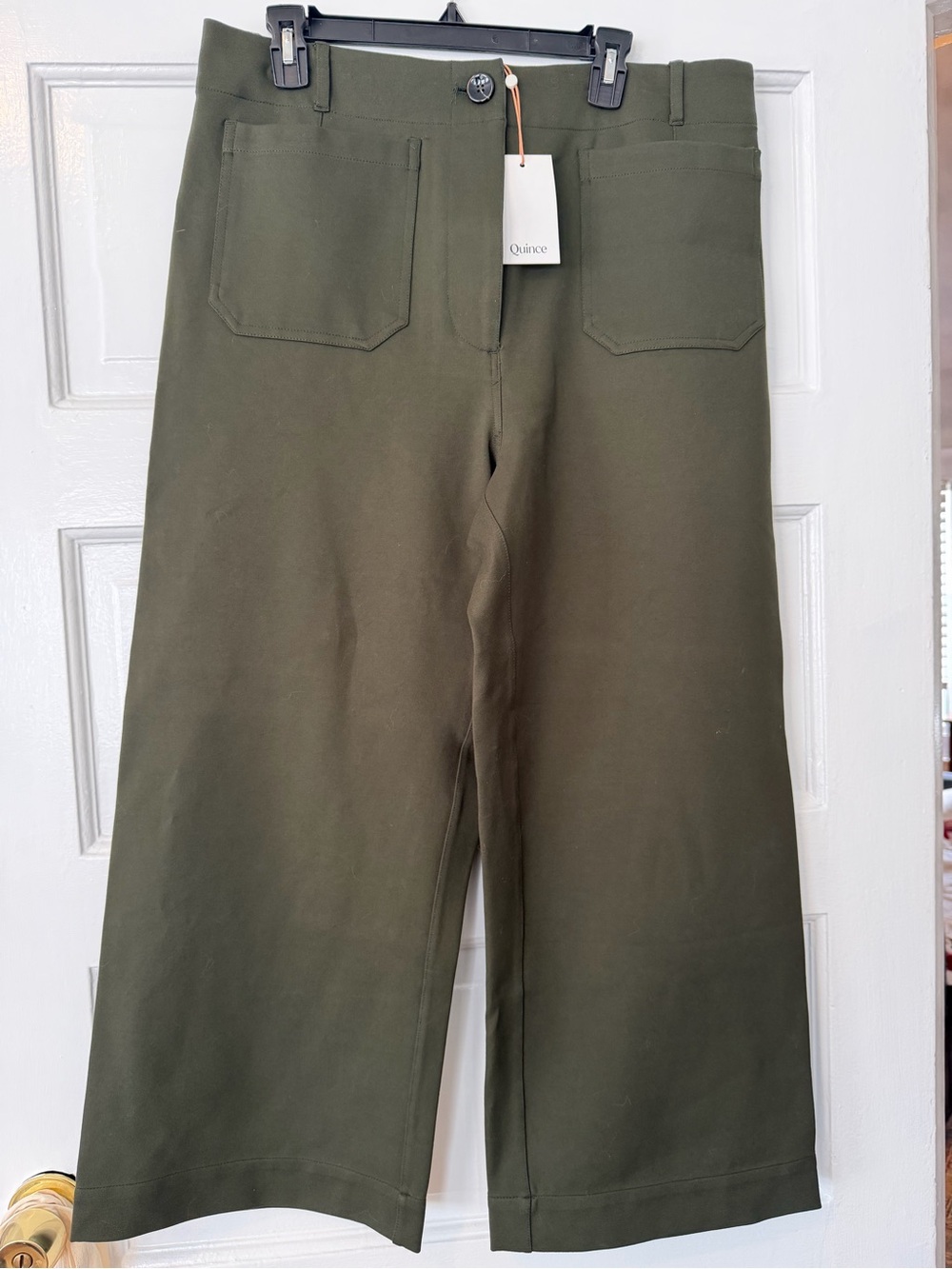 Quince Olive Wide-Leg Crop Pants